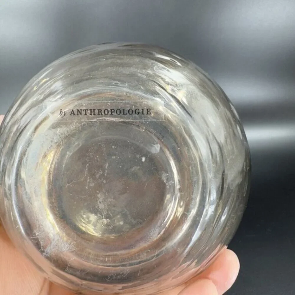 Anthropologie Capricio Art Glass‎ Round Bottom Vase With Small Handles W Sticker